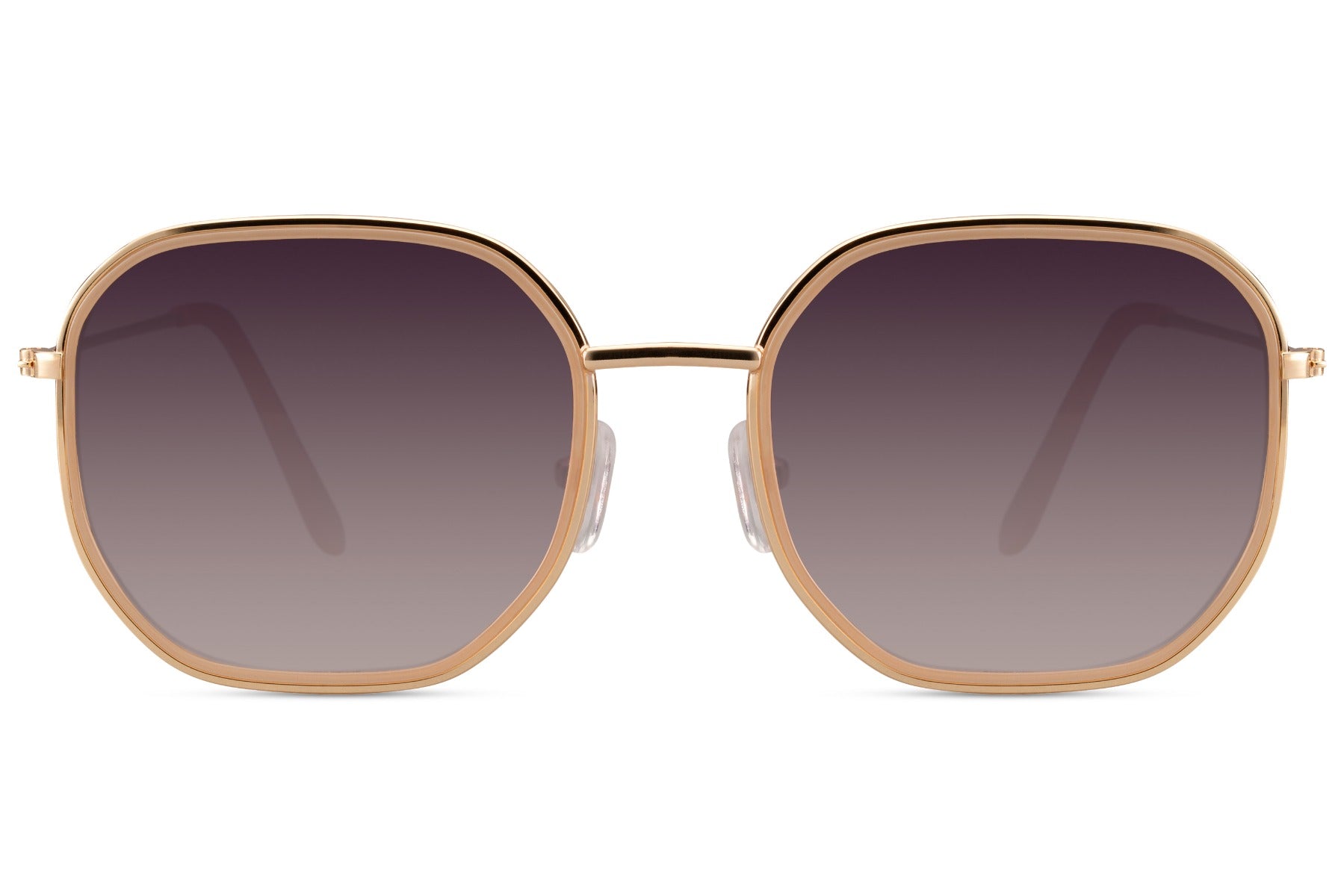 London style square sunglasses with dark gradient lenses and elegant metal detailing for casual luxury fashion