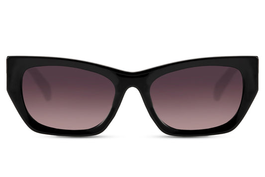 Black cat eye sunglasses with gradient tinted lenses and bold frame design for everyday wear