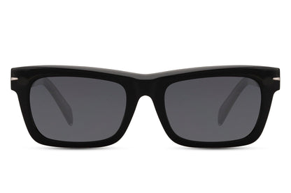 Black rectangle polarized sunglasses by Sunglass Station, unisex luxury eyewear with UV protection and a sleek modern finish