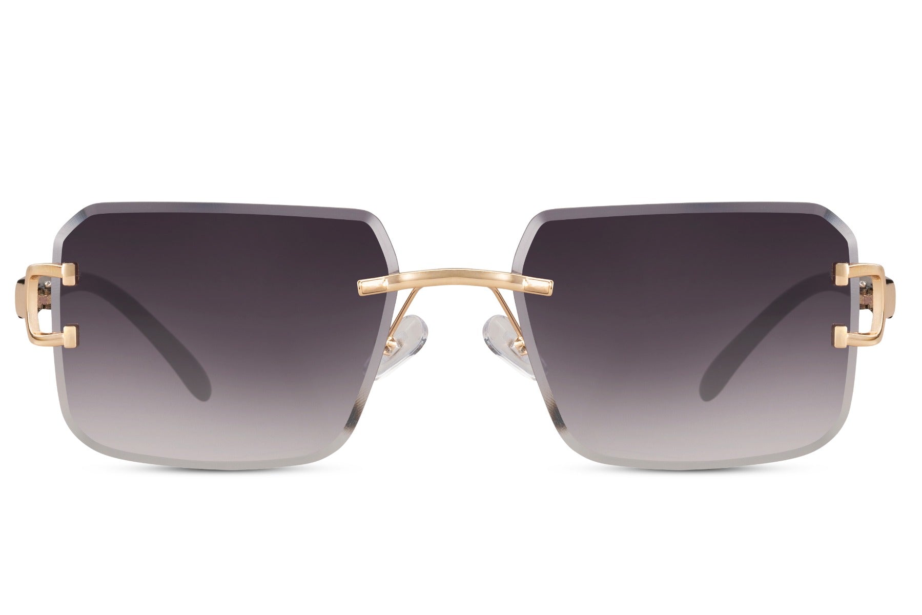 Luxury inspired rimless square sunglasses for men with gradient lenses and sleek geometric silhouette