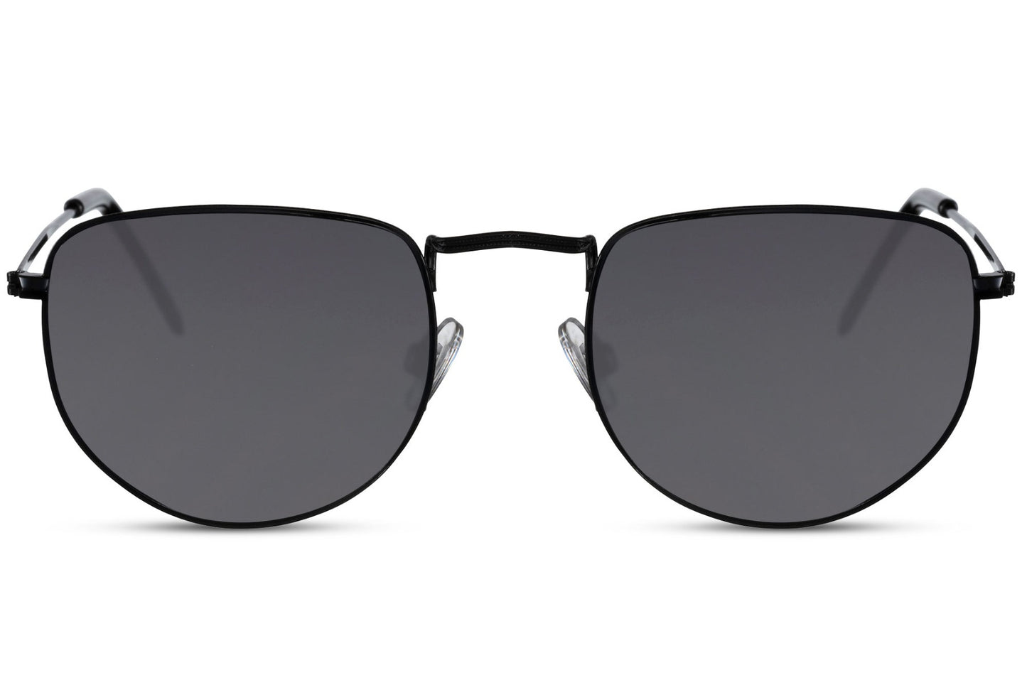 Madrid-inspired aviator pilot sunglasses with black lenses and metal frame, designed for clean everyday wear and classic styling