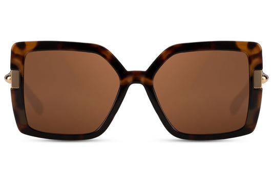 Madrid oversized sunglasses with brown frame and tinted lenses, bold eco friendly women sunglasses inspired by warm Spanish summer style, perfect for city walks, holidays and everyday wear