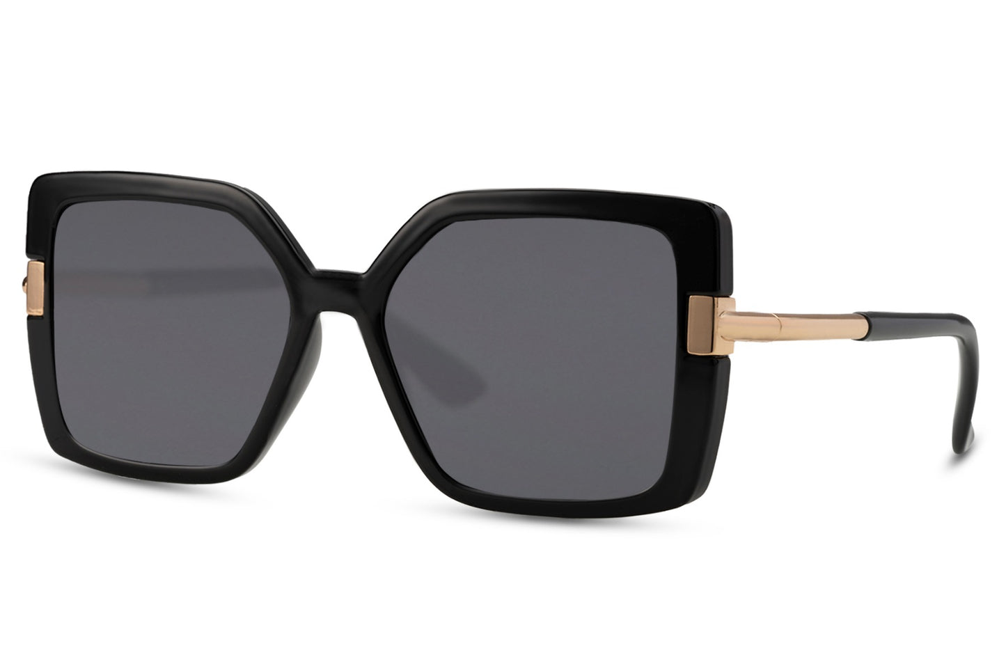 Square oversized sunglasses with black frame Madrid inspired design, fashionable women sunglasses for city style, casual outfits and travel looks