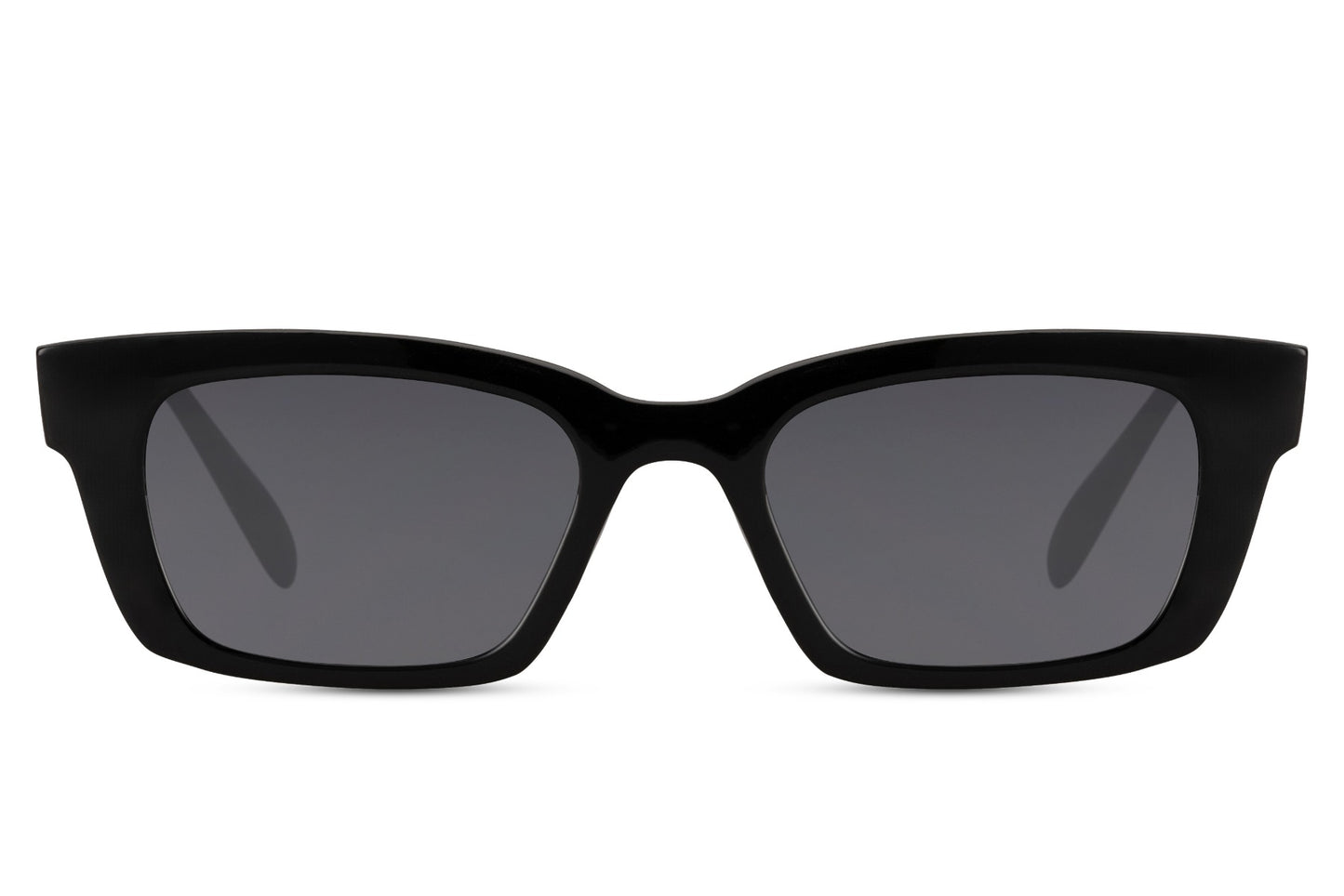 Women’s matte black rectangle sunglasses with dark lenses by Sunglass Station, bold minimalist eyewear with a sleek modern design, available online with free shipping across the UK and Europe