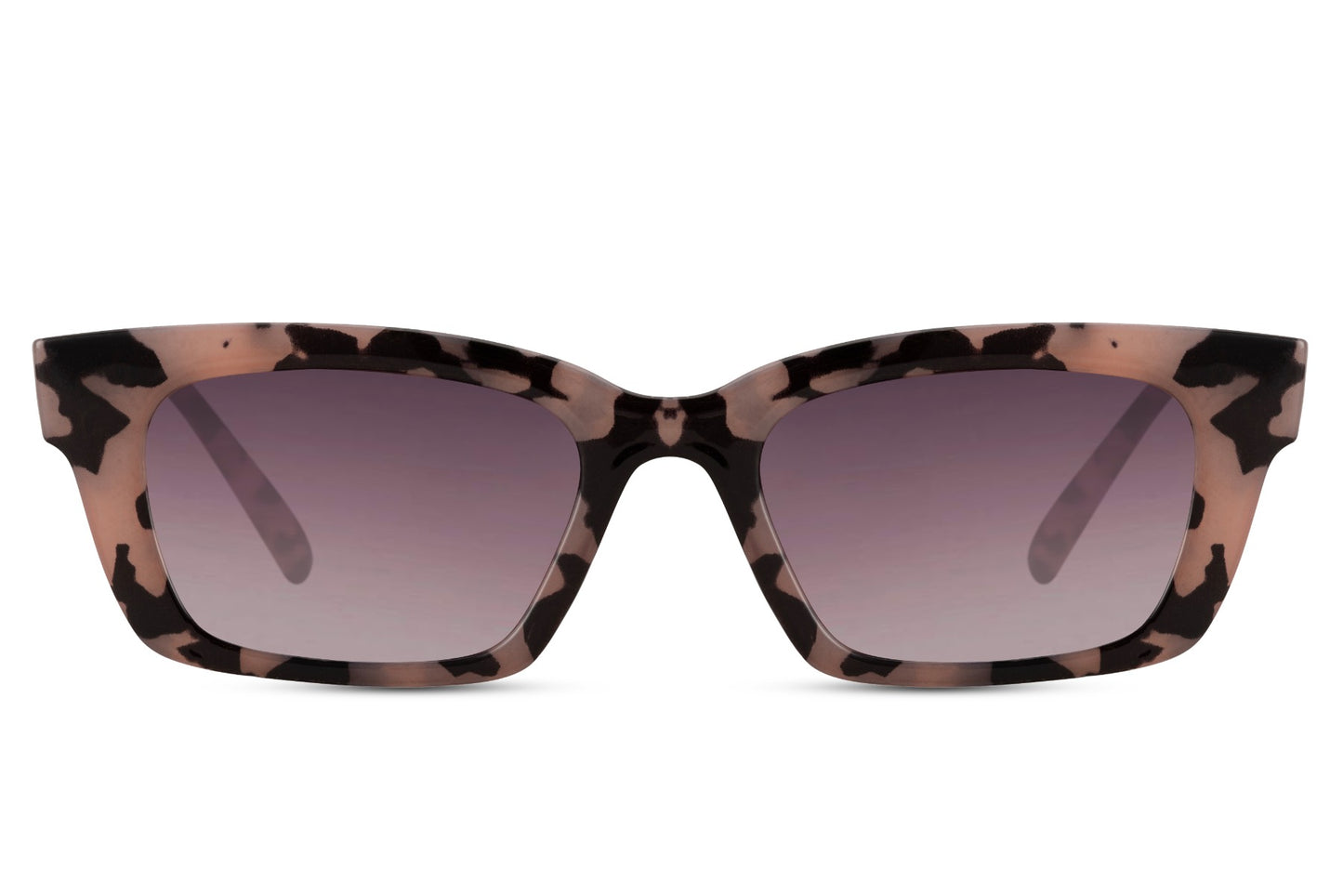Matte rectangle sunglasses with purple tinted lenses by Sunglass Station, stylish women’s eyewear with a bold contemporary look and comfortable fit