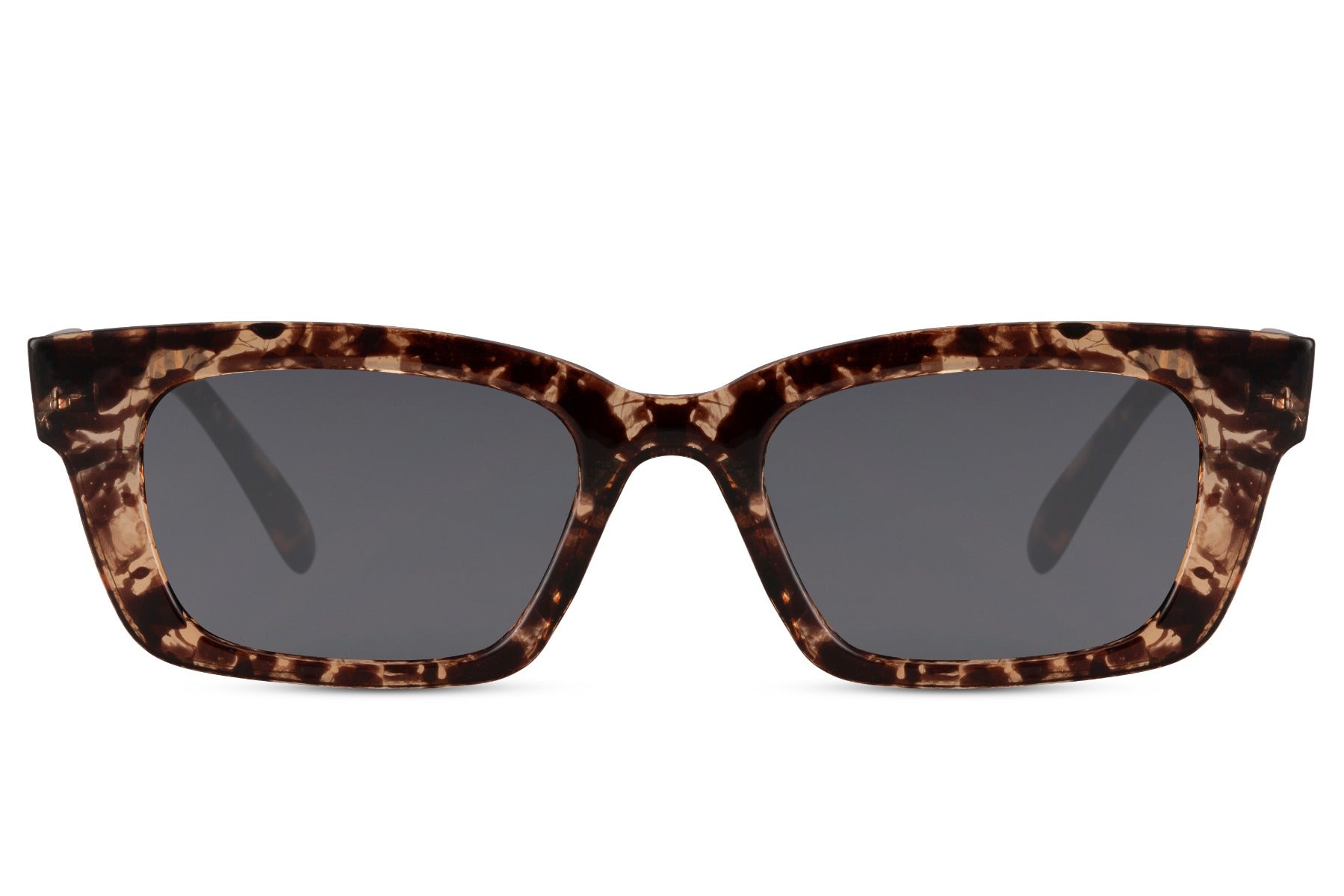 Matte rectangle sunglasses with tortoiseshell frame by Sunglass Station, bold women’s eyewear with a refined and contemporary design