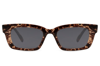 Matte rectangle sunglasses with tortoiseshell frame by Sunglass Station, bold women’s eyewear with a refined and contemporary design