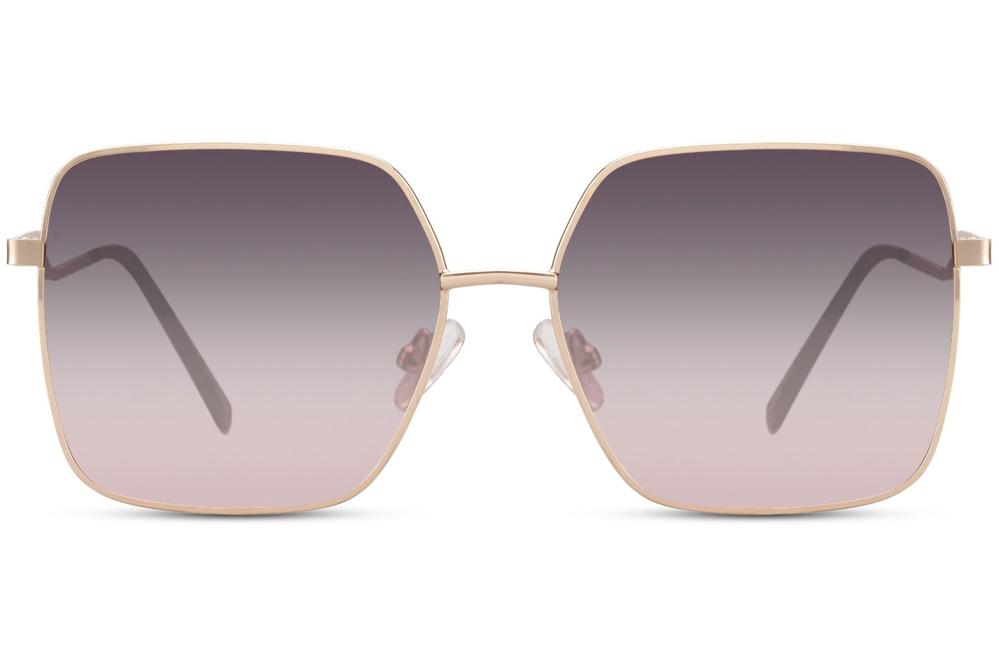 Oversized sunglasses with metallic frame and purple tinted lenses, fashionable women’s sunglasses for vacation styling, streetwear and statement outfits