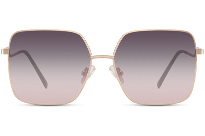 Oversized sunglasses with metallic frame and purple tinted lenses, fashionable women’s sunglasses for vacation styling, streetwear and statement outfits
