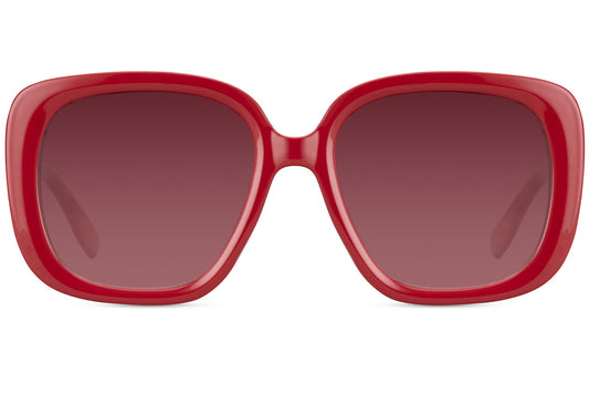 Milan oversized square sunglasses in bold red frame with gradient lenses, luxury Italian fashion sunglasses for women perfect for statement outfits and summer style