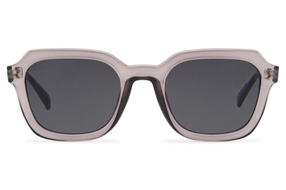 Milan square wayfarer sunglasses for women with transparent grey frame and dark translucent lenses for modern fashion