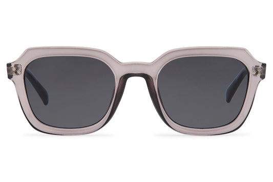 Milan square wayfarer sunglasses for women with transparent grey frame and dark translucent lenses for modern fashion