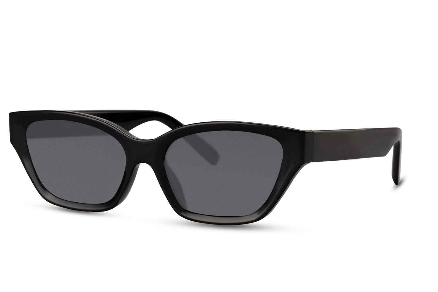 Minimal cat eye sunglasses with sleek black frame and clean silhouette, designed for understated elegance and daily wear