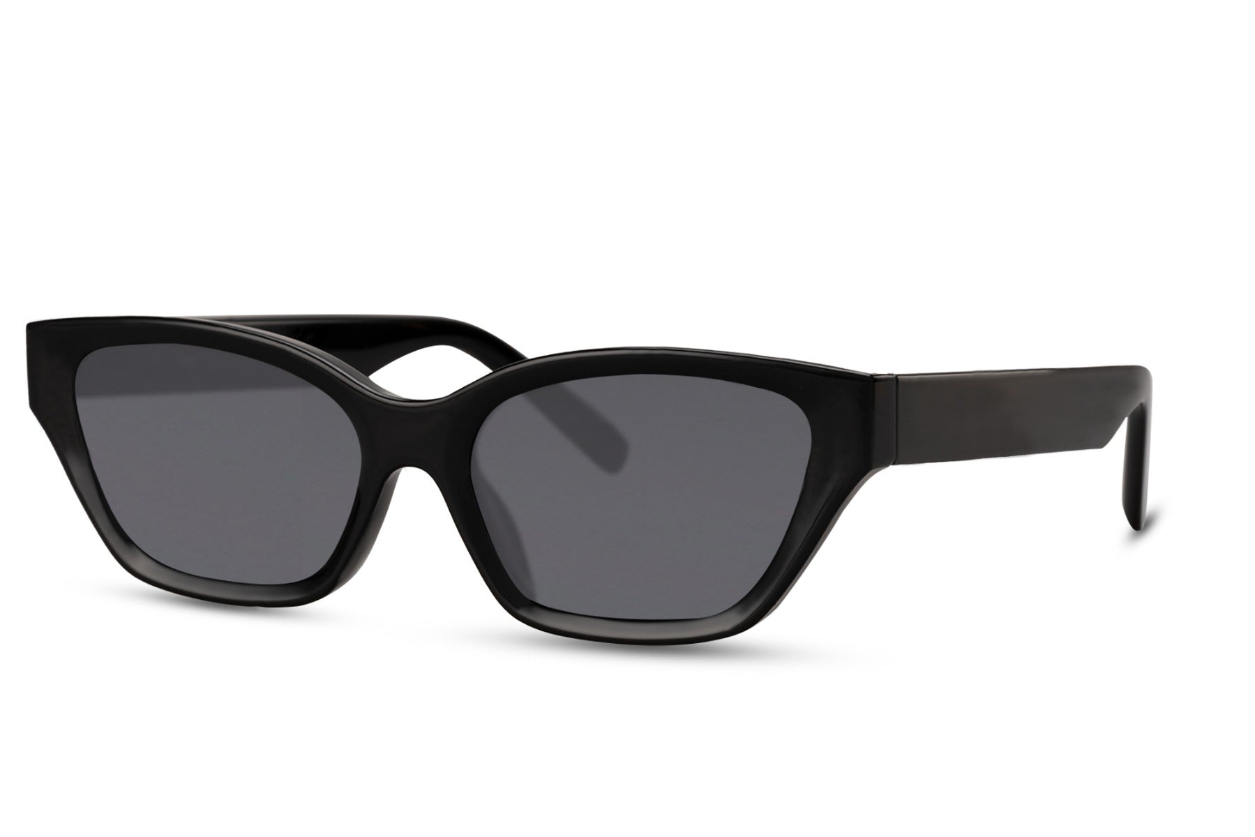 Minimal cat eye sunglasses with sleek black frame and clean silhouette, designed for understated elegance and daily wear