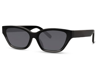 Minimal cat eye sunglasses with sleek black frame and clean silhouette, designed for understated elegance and daily wear
