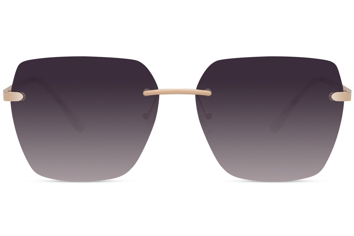 Minimal rimless oversized sunglasses with neutral tinted lenses and lightweight metal frame, designer style sunglasses for women ideal for everyday wear and luxury outfits