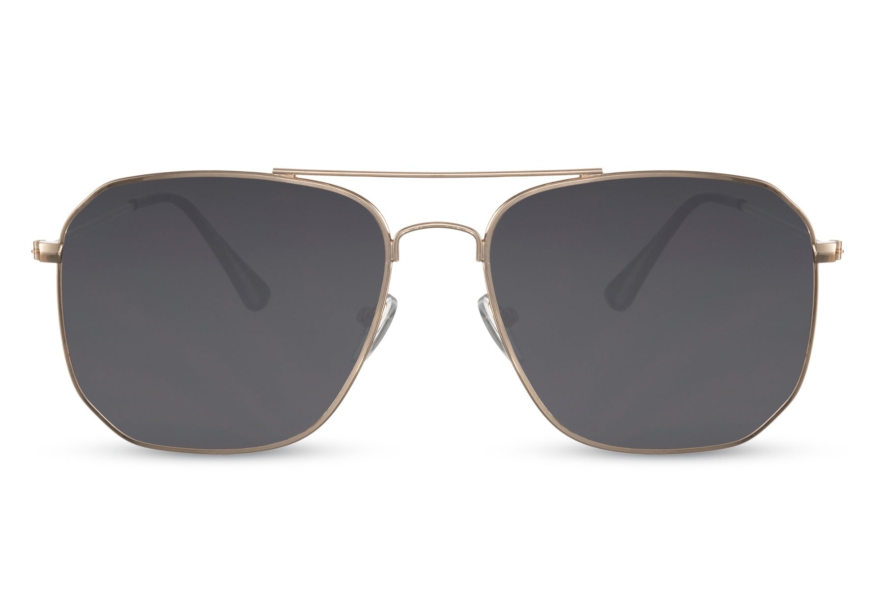 Modern aviator sunglasses with black metal frame and UV400 lenses, designed for everyday wear and clean minimal styling