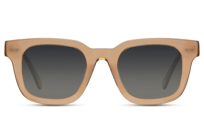 Modern polarized square sunglasses with minimalist acetate frame and dark TAC lenses for men and wome