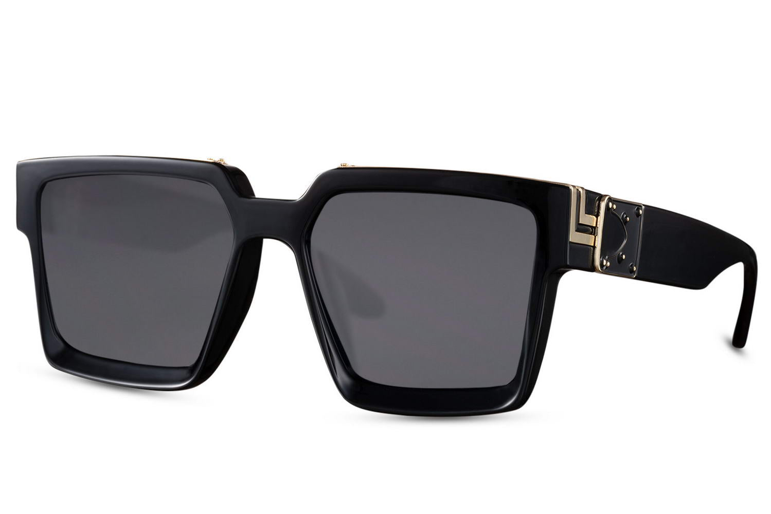 Modern oversized square sunglasses with black frame, fashionable women sunglasses for everyday wear, casual outfits and city style