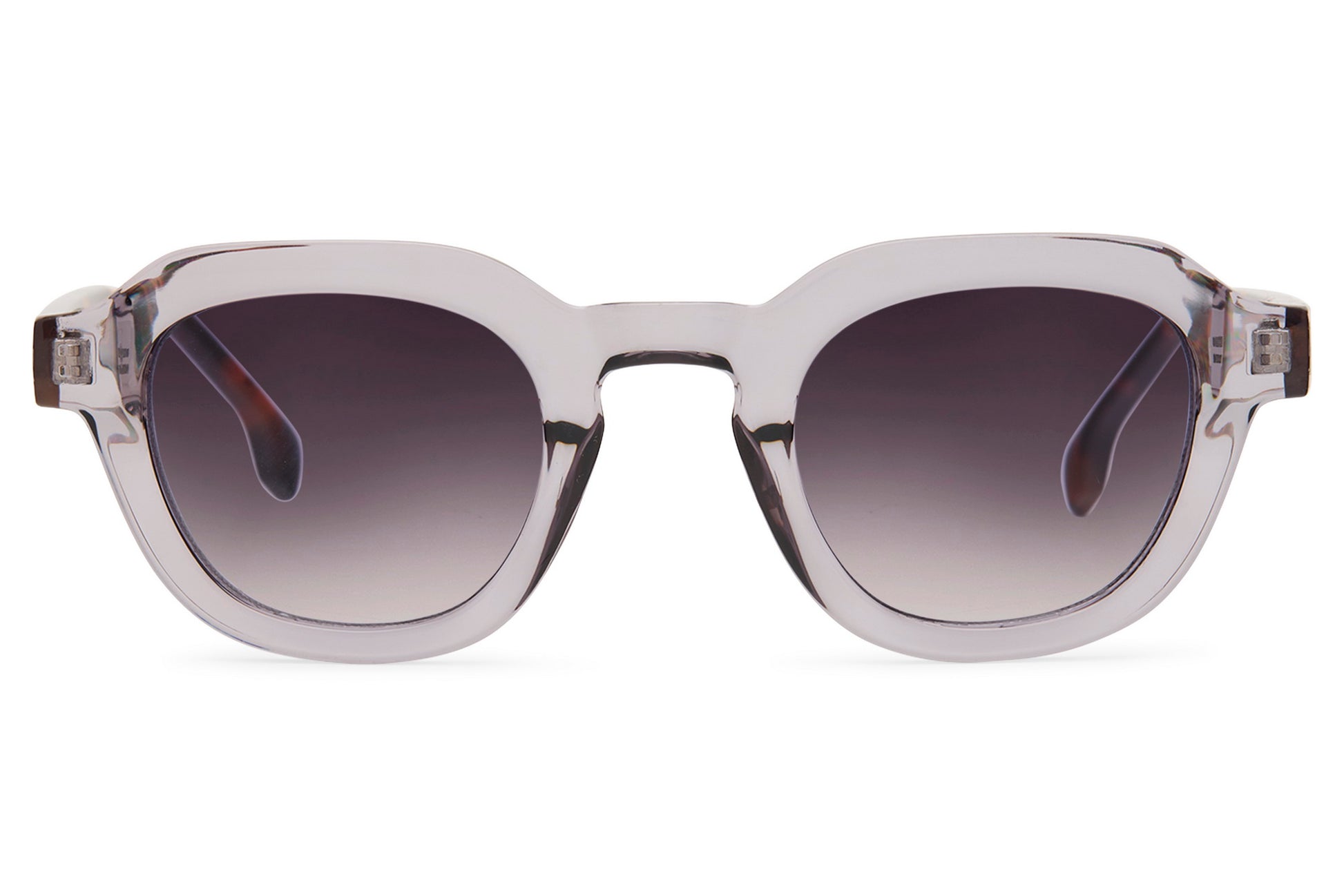 Modern square sunglasses with gradient lenses and transparent recycled frame for men and women