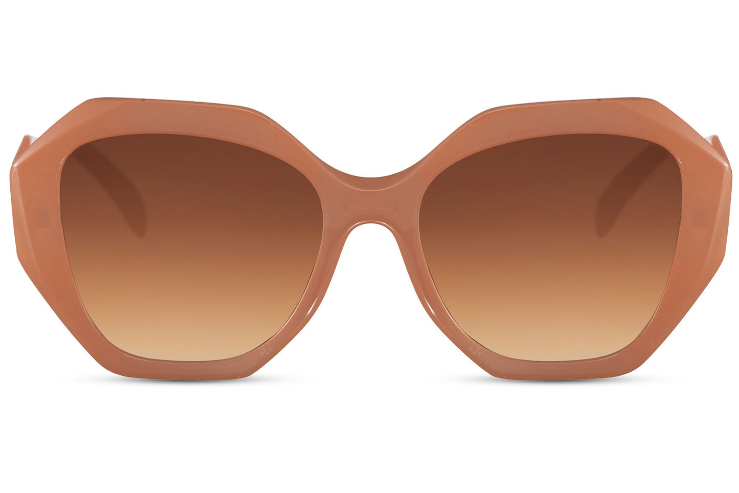 Neutral oversized hexagon sunglasses with soft toned frame and gradient lenses, ideal for elegant everyday styling