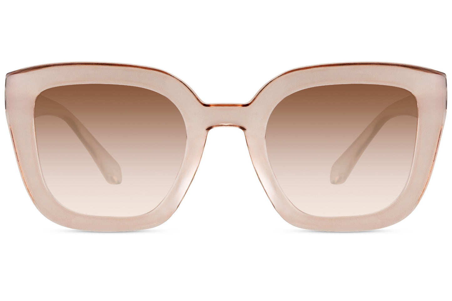 Nude cat eye sunglasses with geometric frame and soft tinted lenses for a clean minimal look