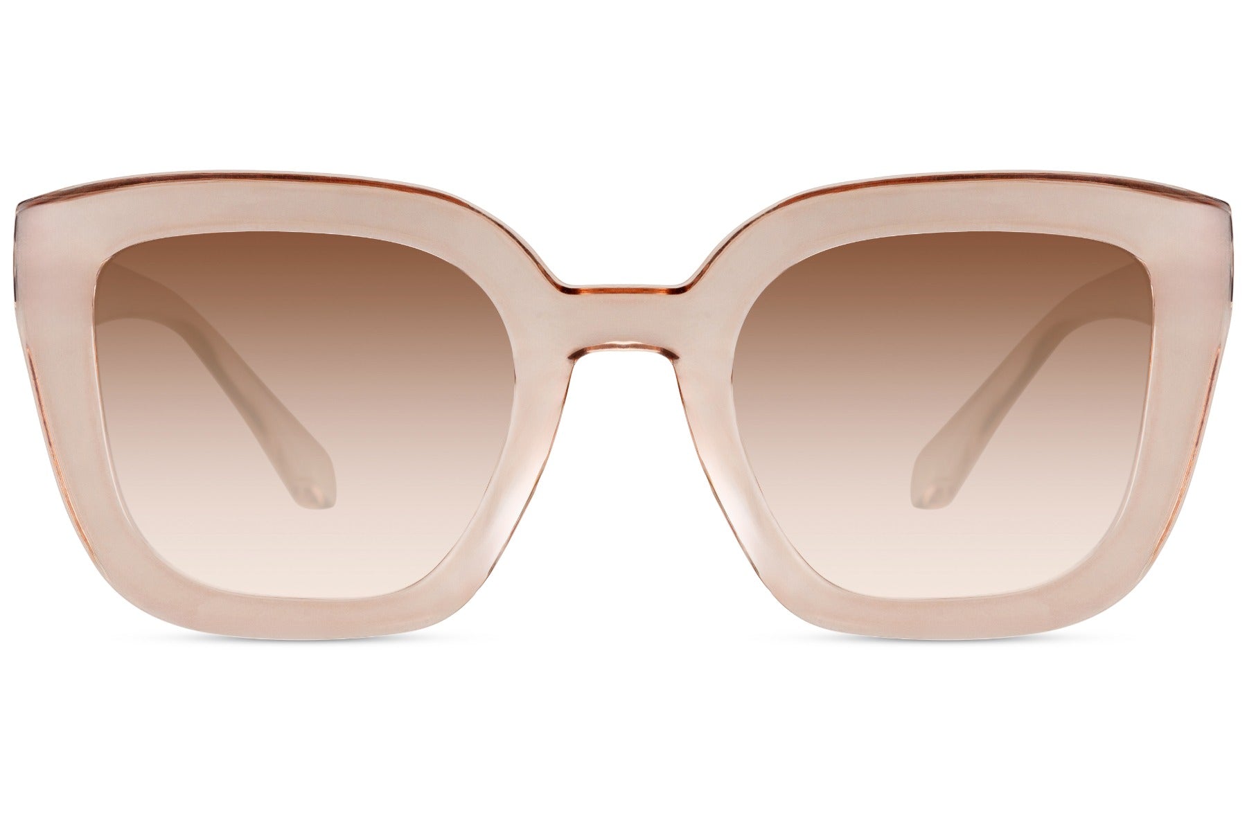 Nude cat eye sunglasses with geometric frame and soft tinted lenses for a clean minimal look
