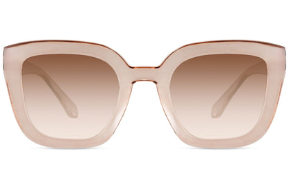 Nude cat eye sunglasses with geometric frame and soft tinted lenses for a clean minimal look