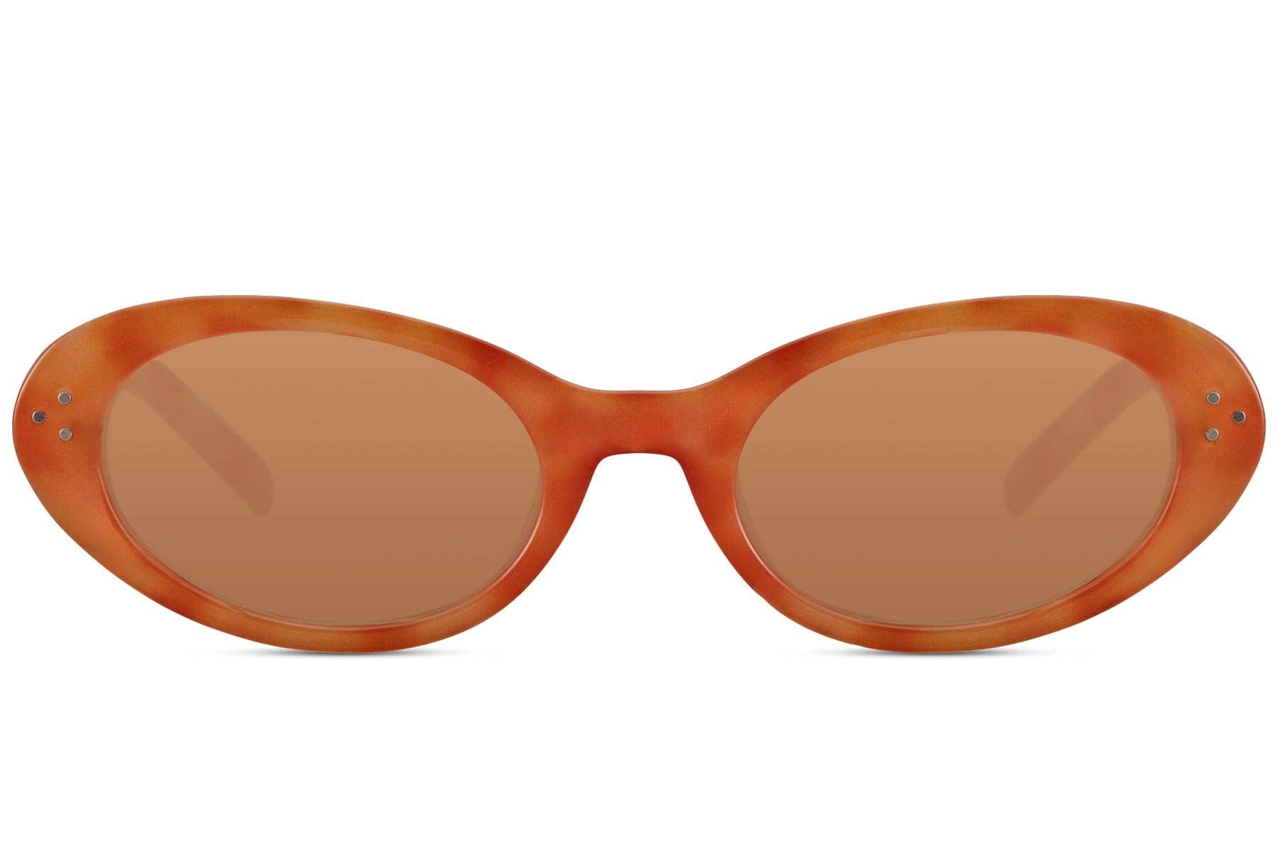 Orange cat eye sunglasses for kids with a fun lightweight design and comfortable fit