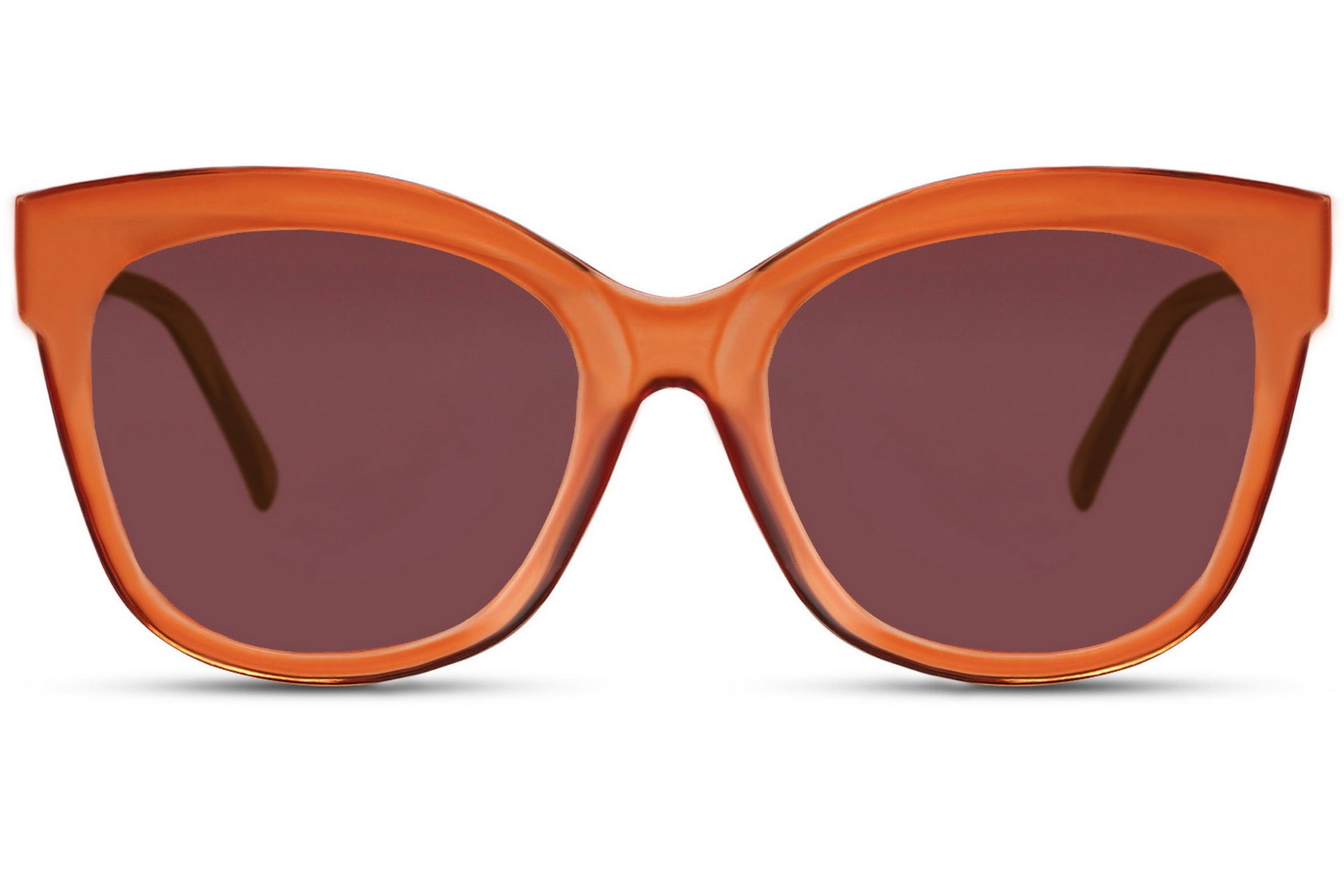 Orange cat eye sunglasses with bold oversized frame creating a standout fashion statement
