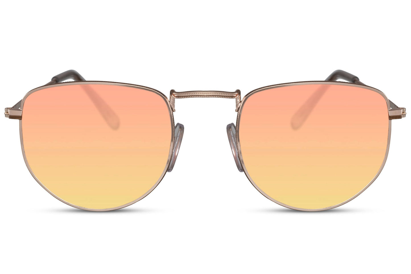 Aviator pilot sunglasses with orange gradient lenses, ideal for bold fashion looks and standout outfits
