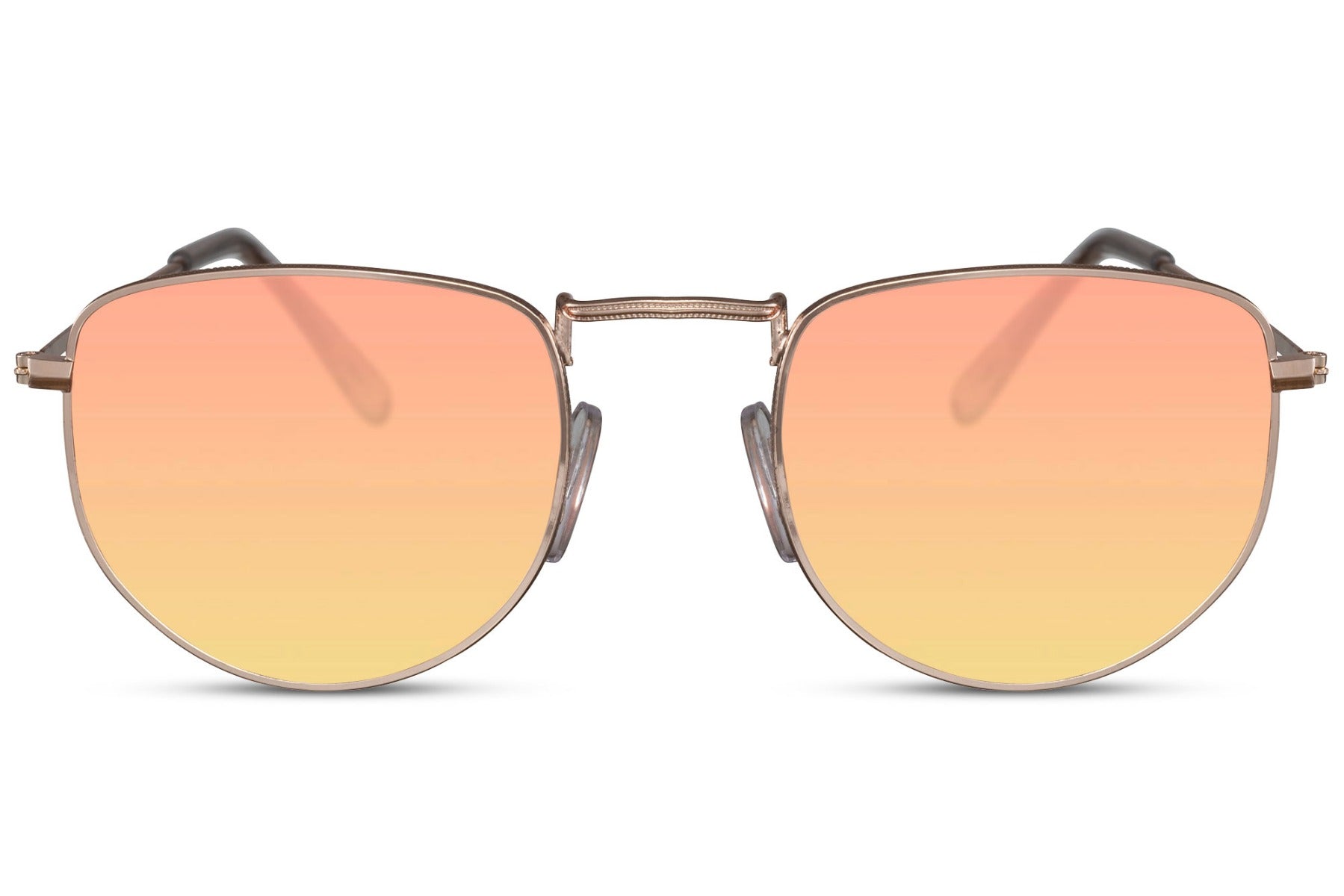Aviator pilot sunglasses with orange gradient lenses, ideal for bold fashion looks and standout outfits
