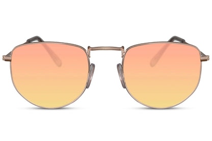 Aviator pilot sunglasses with orange gradient lenses, ideal for bold fashion looks and standout outfits