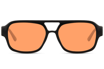 Orange lens aviator sunglasses with a retro eco design, perfect for fashion-forward looks and unique styling
