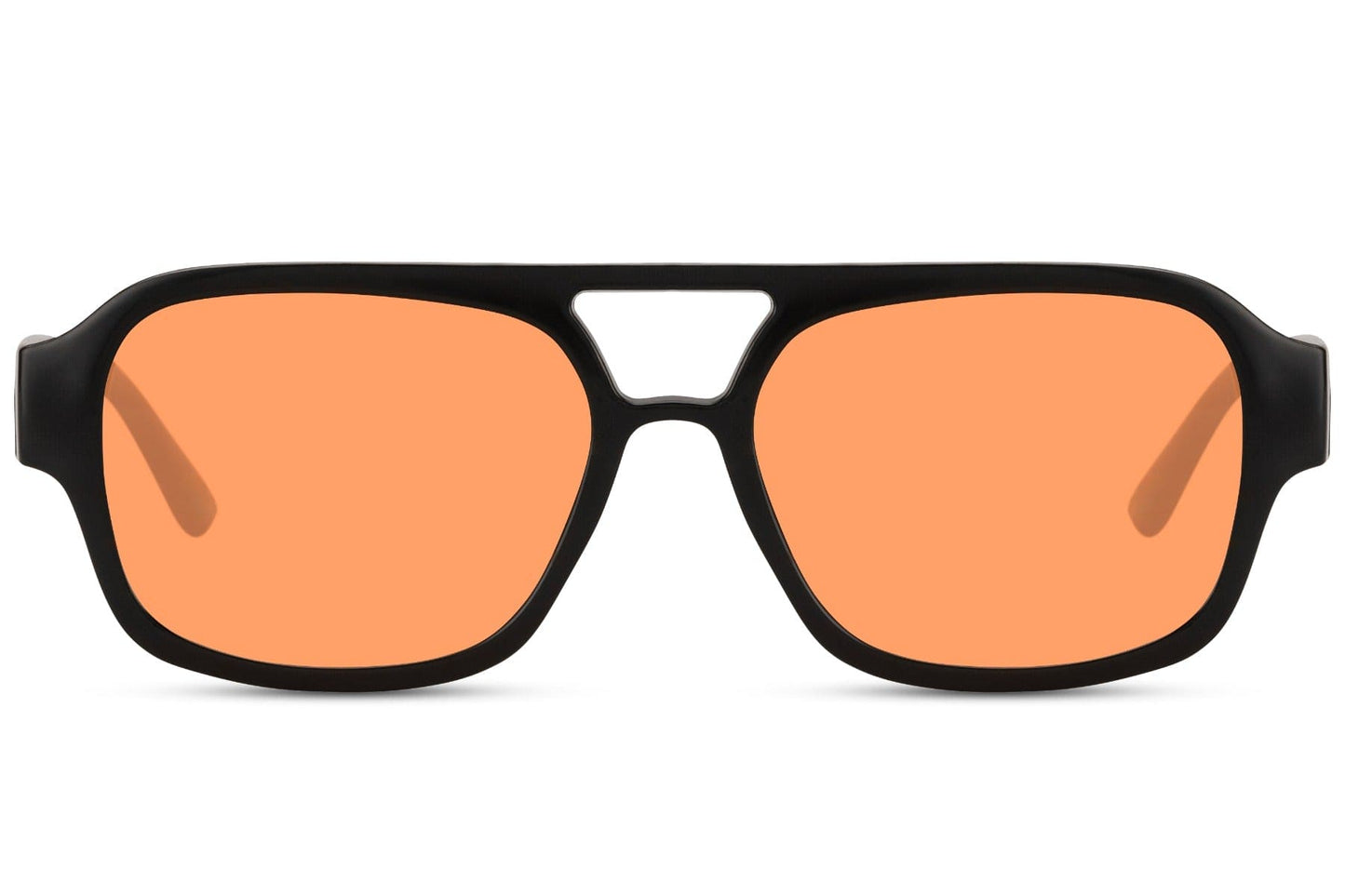 Orange tinted aviator sunglasses with a retro design, ideal for bold styling and standout everyday outfits