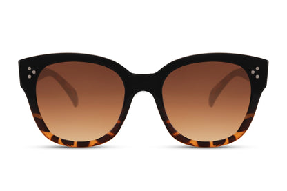 Oversized black sunglasses with subtle leopard style influence and gradient lenses, designed for bold everyday fashion