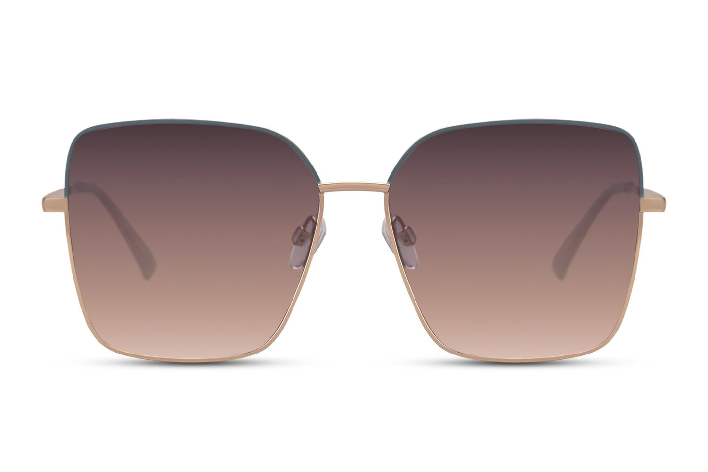 Oversized brown sunglasses with gold frame and UV400 protection lenses, elegant women’s sunglasses for vacation styling, beach days and everyday fashion