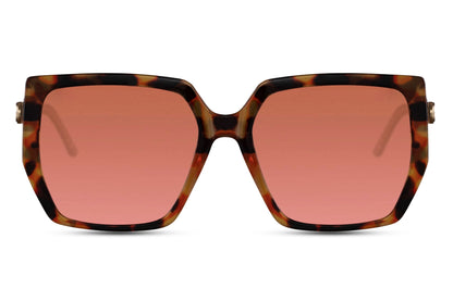 Oversized geometric sunglasses with brown tinted lenses and bold square frame, designed for statement styling and all-day comfort