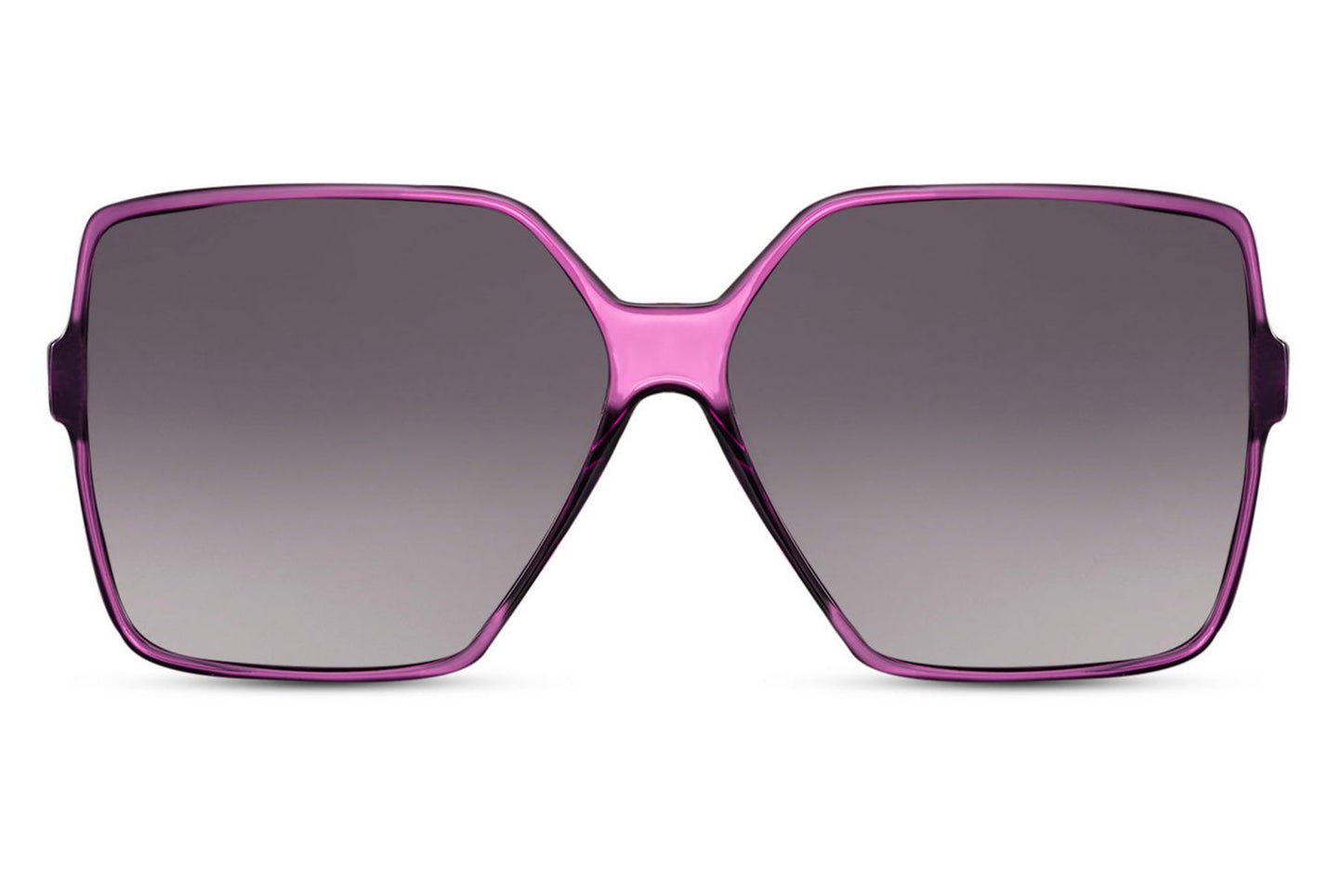Oversized purple sunglasses with bold square frame and gradient lenses, designed for statement fashion and everyday UV protection