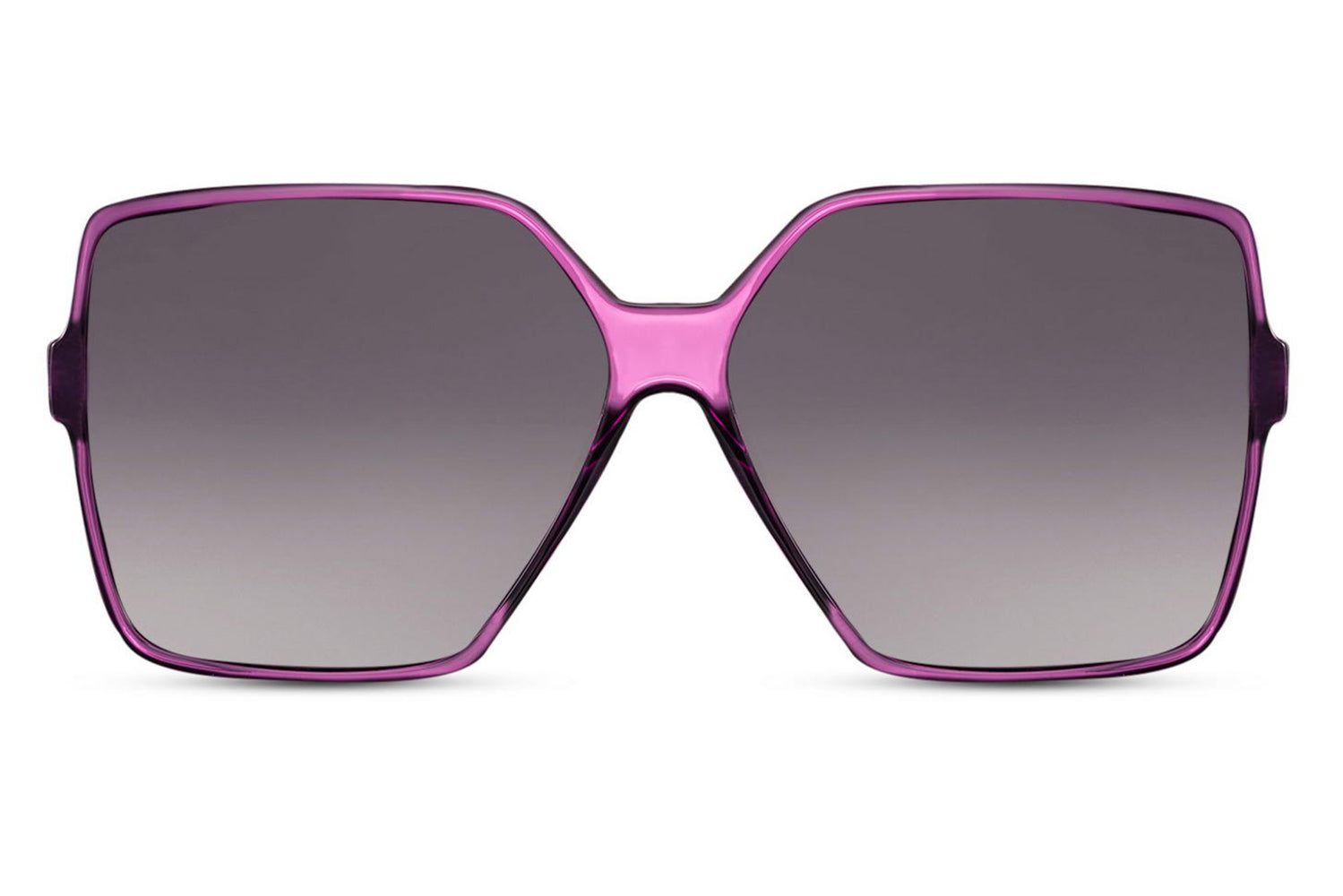 Oversized purple sunglasses with bold square frame and gradient lenses, designed for statement fashion and everyday UV protection