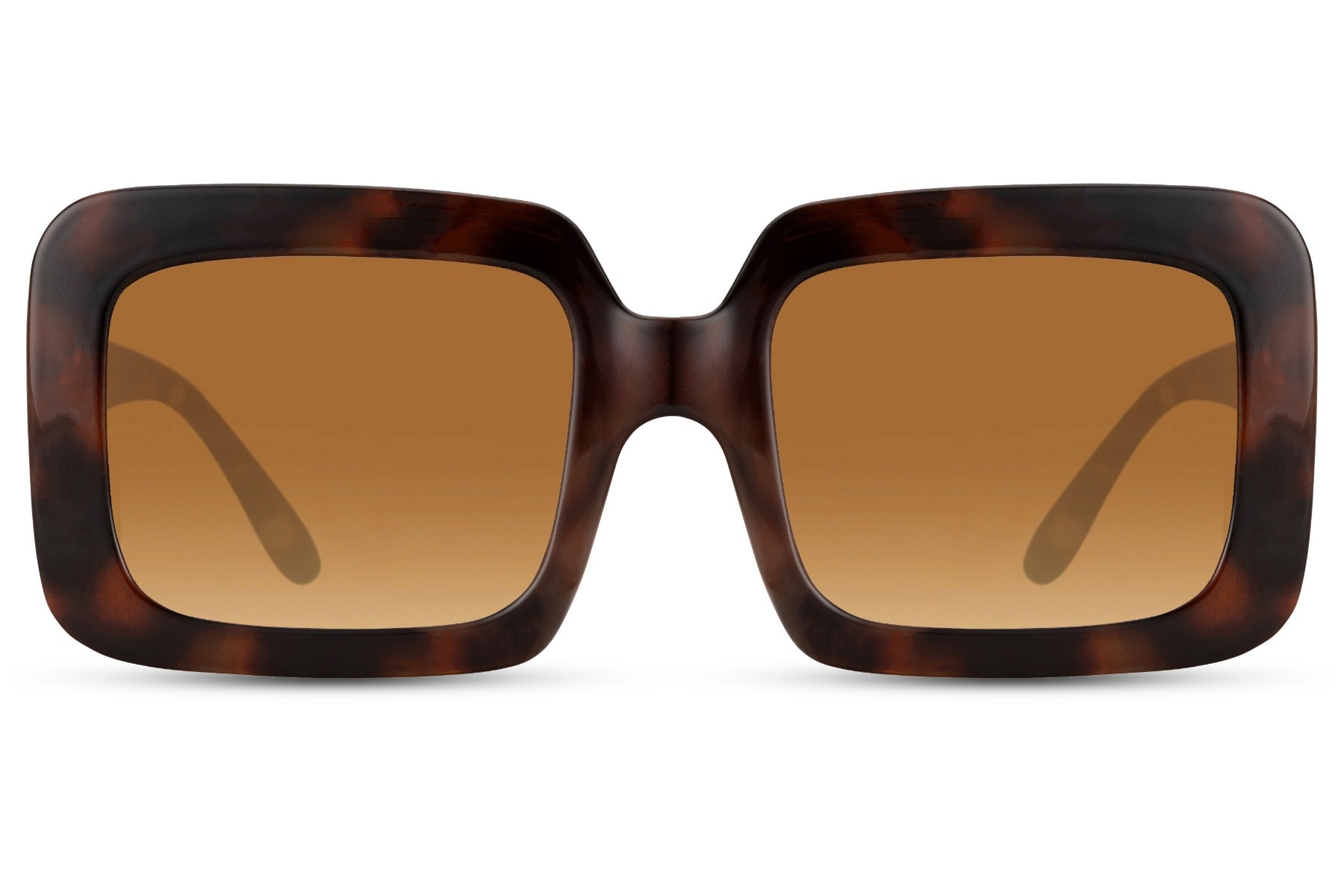 Oversized rectangle sunglasses with animal print frame and gradient lenses by Sunglass Station, bold women’s eyewear for fashion styling