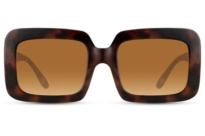 Oversized rectangle sunglasses with animal print frame and gradient lenses by Sunglass Station, bold women’s eyewear for fashion styling
