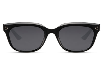 Oversized rectangle sunglasses with black frame and dark lenses by Sunglass Station, bold unisex eyewear inspired by modern Amsterdam style fashion, available online with free shipping across the UK and Europe