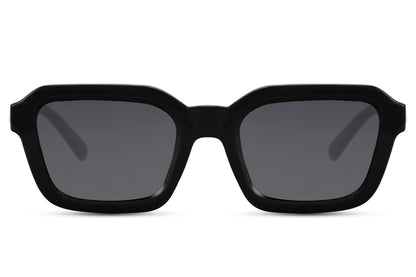 Black oversized rectangle sunglasses for men and women by Sunglass Station, sleek bold design with durable lenses for everyday wear