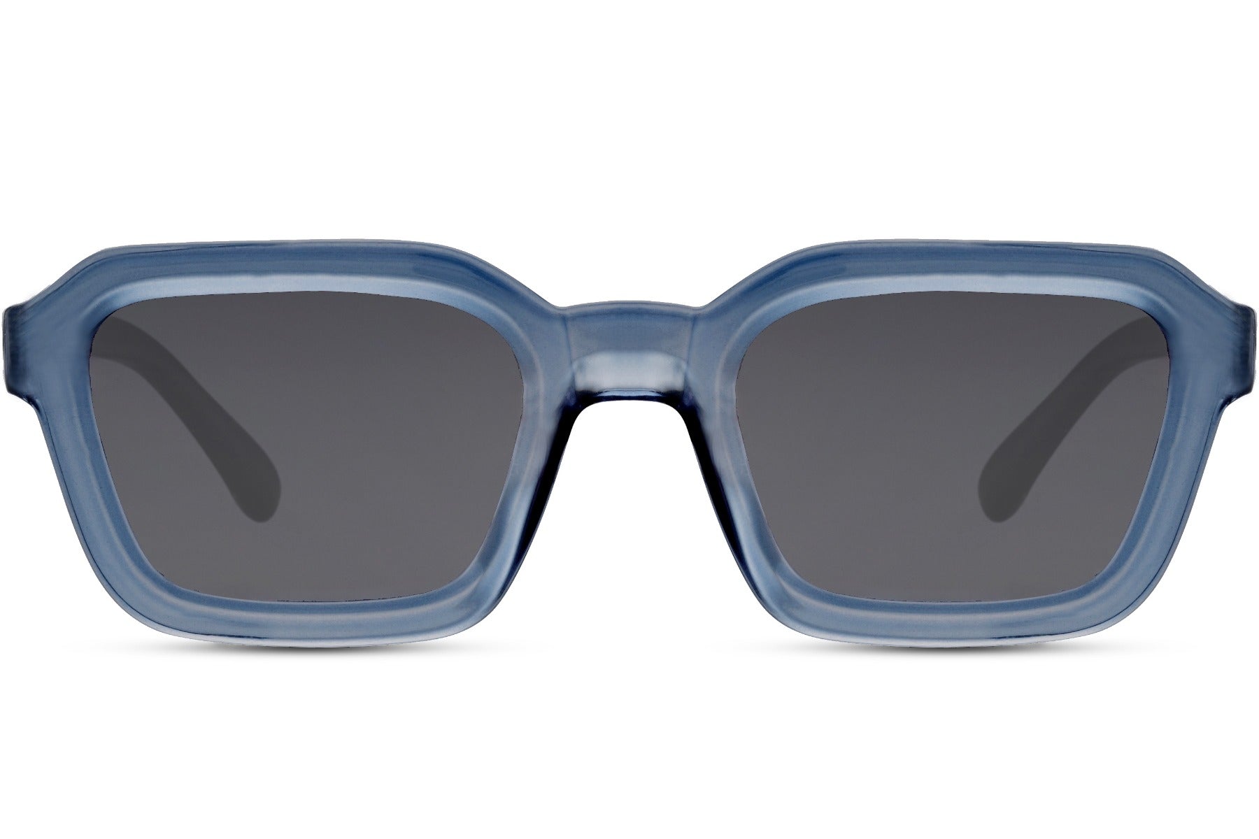 Unisex oversized rectangle sunglasses with blue frame and tinted lenses by Sunglass Station, stylish statement eyewear with a contemporary design
