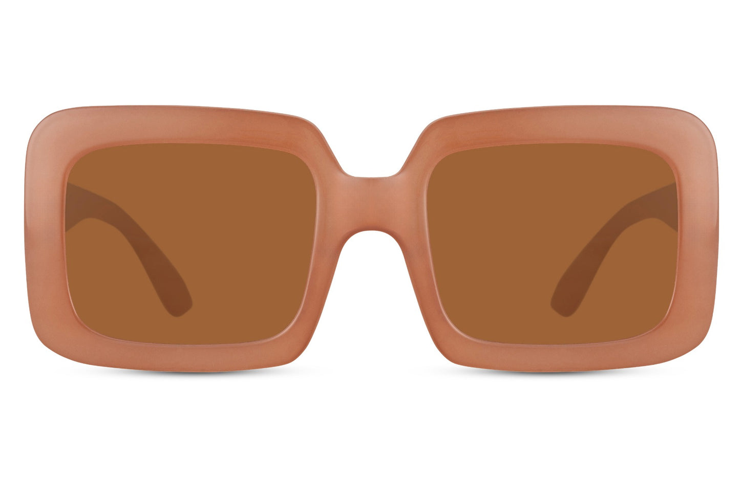 Oversized rectangle sunglasses with brown frame and brown lenses by Sunglass Station, women’s eyewear designed for everyday comfort