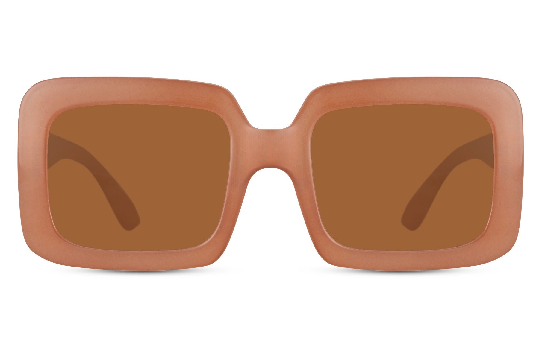 Oversized rectangle sunglasses with brown frame and brown lenses by Sunglass Station, women’s eyewear designed for everyday comfort