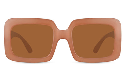 Oversized rectangle sunglasses with brown frame and brown lenses by Sunglass Station, women’s eyewear designed for everyday comfort