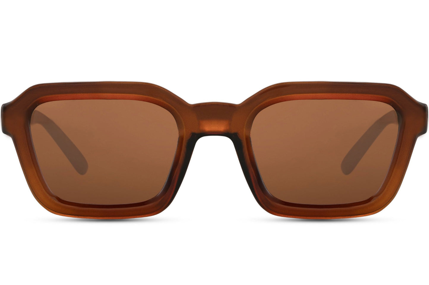 Unisex oversized rectangle sunglasses with brown frame and lenses by Sunglass Station, classic style eyewear designed for comfort and versatility