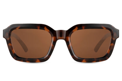 Oversized rectangle sunglasses with brown frame and dark lenses by Sunglass Station, stylish unisex eyewear with a refined modern finish